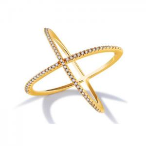  Fashion geometric elliptical inlay crystal cross silver ring