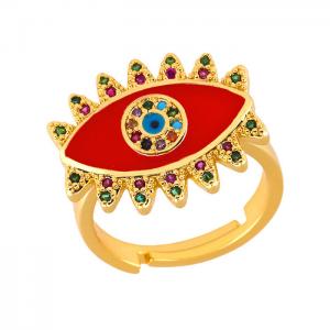 Fashion evil eyes ladies drop enamel crystal brass women ring