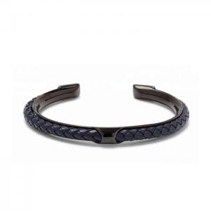 Recycled brass genuine leather DIY cuff men bracelet